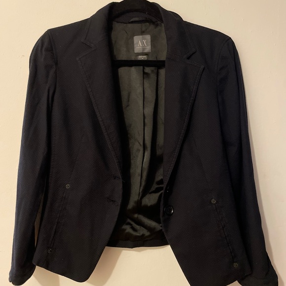 Armani Exchange Black Crop Blazer Zipper Detail - Picture 1 of 7